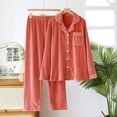 thumbnail image 2 of ZQUUVOU Men's and Women's Pajamas Set Fall Winter Notch Lapel Pajamas Warm Long Sleeved Loungewear with Pocket Two-Piece Sets Watermelon Red, 2 of 5