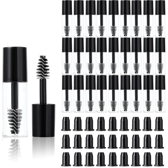 27 Pcs Empty Mascara Tube And Wand, 3ml Mini Eyelash Cream Clear Container Bottle With Rubber Inner Plug, Mascara Tubes Empty For Castor Oil (Black)