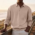 thumbnail image 3 of Mens Polo Sweater Long Sleeve Shirt Button Down Knit Pullover Relaxed Fit Collared Casual Tops Khaki 4XL, 3 of 4