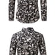 thumbnail image 3 of Blusa y camisa de manga larga con cuello vuelto para hombre, blusa informal de gran tamaño con solapa y botones, estampada, de poliéster, 3 of 5