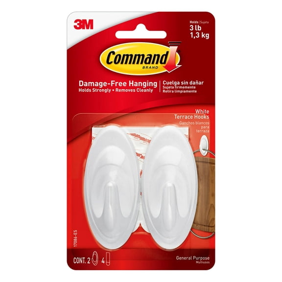 Command White Terrace Hook (Pack of 8)