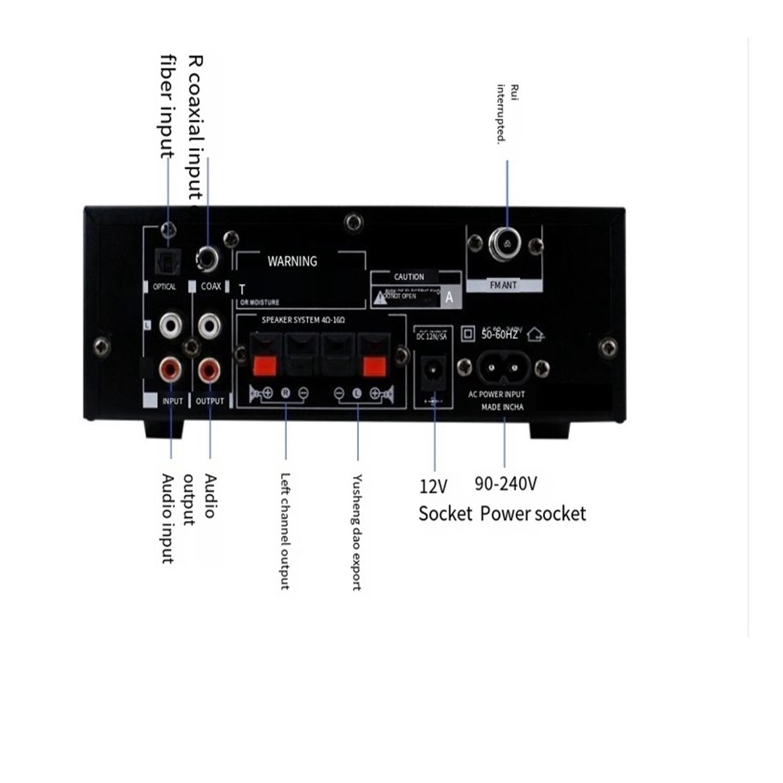 Amplifier AK55 Channel Rated Bluetooth Hifi AMP Music Player Support ,Bass & Treble Control