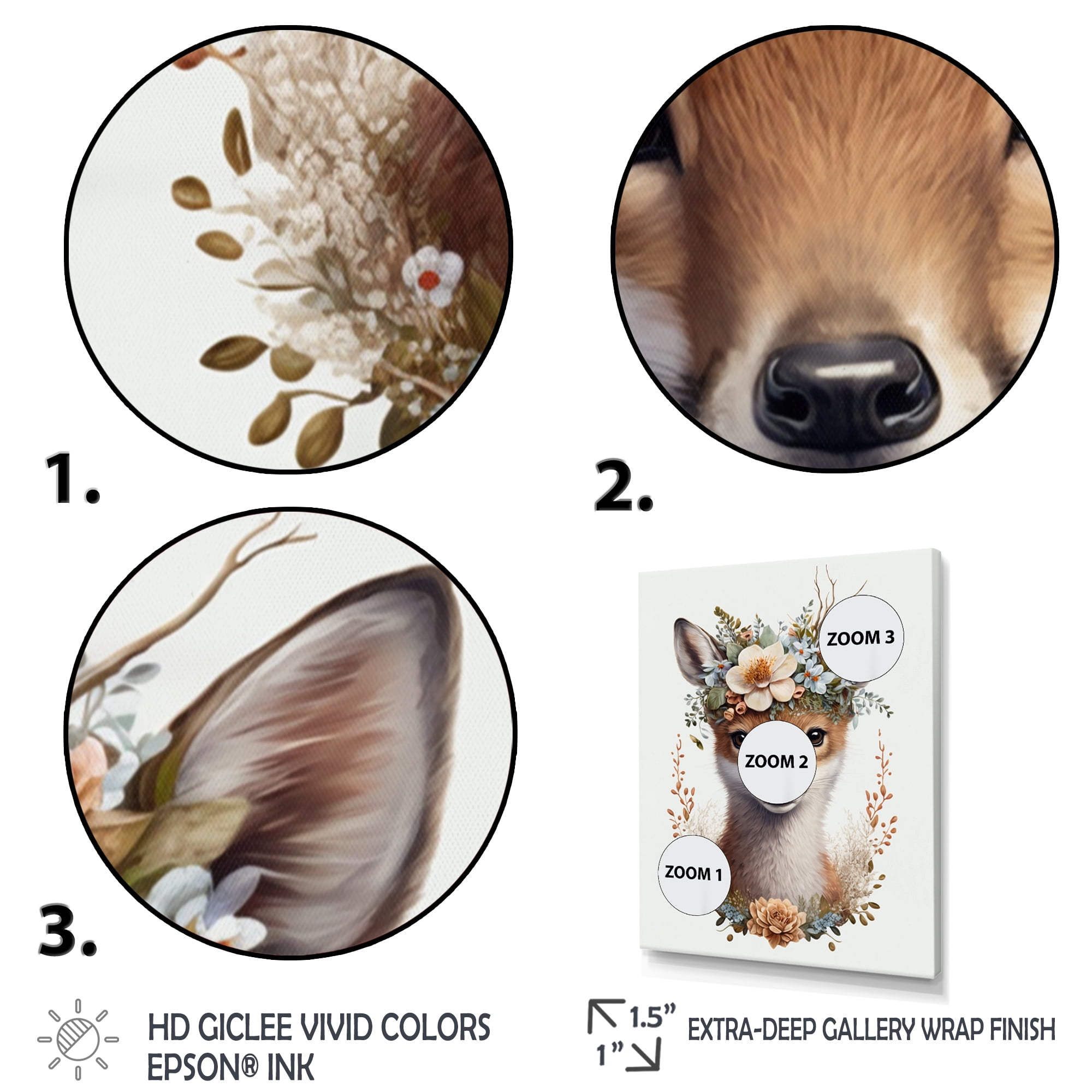 Designart Cute Baby Fox With Floral Crown I Canvas Wall Art