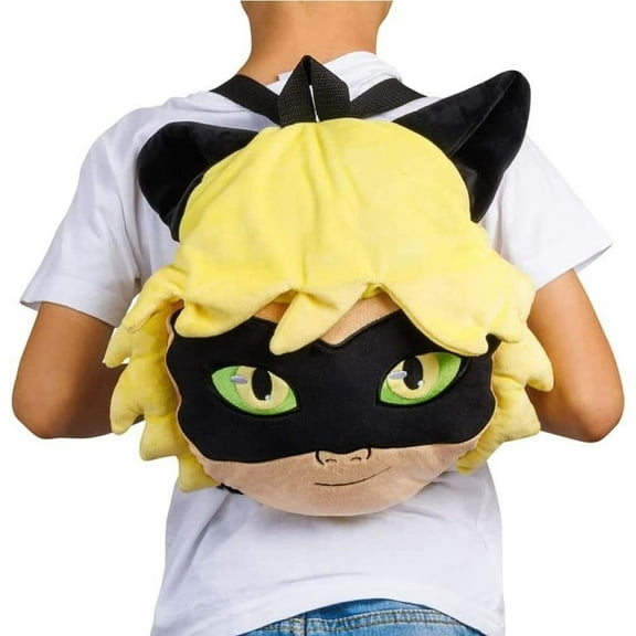 Miraculous Cat Noir Plush Backpack 12 Inch School Pillow Toy PMI International