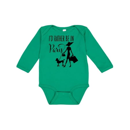 

Inktastic I d Rather Be in Paris- shopping and travel Gift Baby Girl Long Sleeve Bodysuit