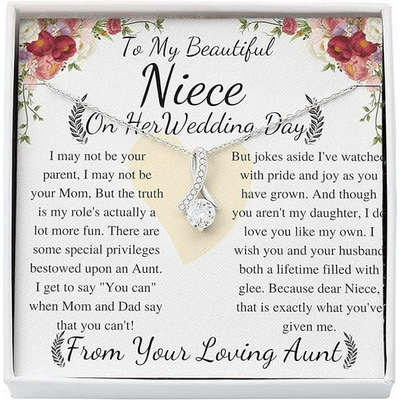 Alluring Necklace To My Beautiful Niece From Aunt on Her Wedding Day, keepsake gift with Personalized heart touching Message Card