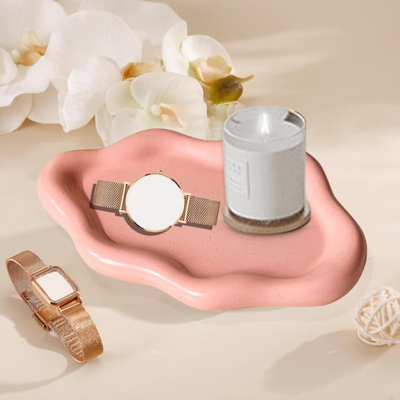 Yesbay Ceramic Jewelry Tray Trinket Storage Plate Smooth Surface Necklace Cloud Shape Bracelet Ring Holder Dish Photo Prop Perfume Display Stand