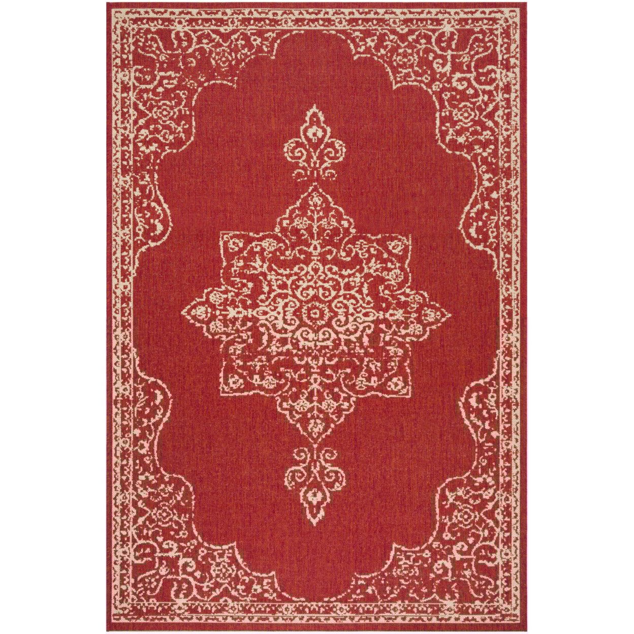 thumbnail image 3 of SAFAVIEH Indoor Outdoor BHS180Q Beach House Red / Creme Rug, 3 of 8