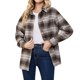 thumbnail image 1 of Abrigo Gibobby para mujer Chaqueta de otoño botones y bolsillos a cuadros caqui XL, 1 of 5
