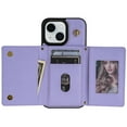 thumbnail image 7 of Wallet Case for iPhone 14 Crossbody with Card Holder Shoulder Strap, Magnetic Flip Folio Purse Case Kickstand PU Leather Shockproof Protective Cover for iPhone 14, Purple, 7 of 7