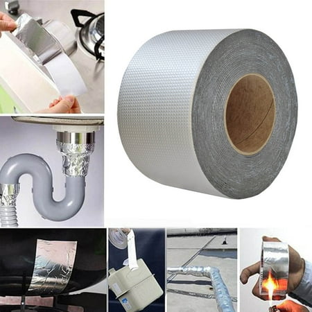 Sahpxhe Super Waterproof Adhesive Tapes Butyl Rubber Aluminum Foil Tape High Tack Cold Weather Adhesive Seals Gaps Joints for Hvac Roofing Pipes Auto Gray-1.96X118.11in