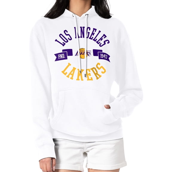 Women's G-III 4Her by Carl Banks  White Los Angeles Lakers City Pullover Hoodie