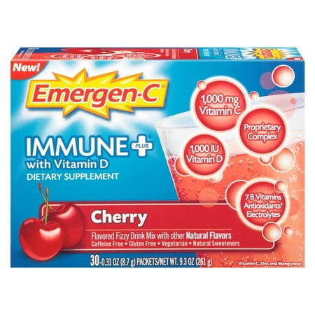 - 6 Pack Emergen-C Immune+ System Support Drink Mix Cherry Flavor, 30 Ct each