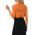 thumbnail image 4 of INSPIRE CHIC Women's Semi Sheer Tops Elegant 3/4 Sleeves Cardigan Bolero Shrug 3XL Orange, 4 of 7