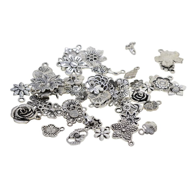 100g Plata de Flores Mixtas Colgantes Accesorios de Fabricación de Joyas