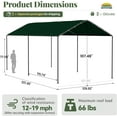 thumbnail image 6 of GOJOOASIS 10x20 Carport Heavy Duty Portable Garage Shelter Metal Car Canopy Tent with UV-Resistant & Weatherproof Top Cover for RV & Vehicles (Green, 10x20 Without sidewalls), 6 of 14