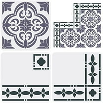 3 pcs Santa Ana Tile Stencil 11.8x11.8inch Reusable Floor Tile Stencil Border & Corners Stencils Mandala Floor Tile Stencil Concrete Stencils For Patio Floor Tile Wall. Home Decoration