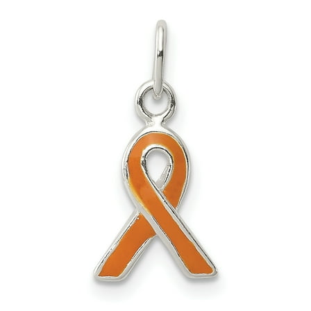 925 Sterling Silver Orange Enameled Awareness Charm Pendant