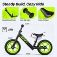 thumbnail image 4 of ZIFFY 12'' Balance Bicycle for Kids, Toddler Balance Bike with Air Rubber Tires, Adjustable Seat, Lightweight No Pedal Training Bicycle, Gift Bike for 2-6 Boys Girls, Black, 4 of 8