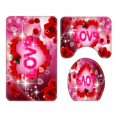 thumbnail image 4 of 4pcs/set Bathroom Shower Curtain+Floor Mat+Base Mat+Toilet Mat Set for Bathroom 3D Digital Printing Romantic Decor, 4 of 12