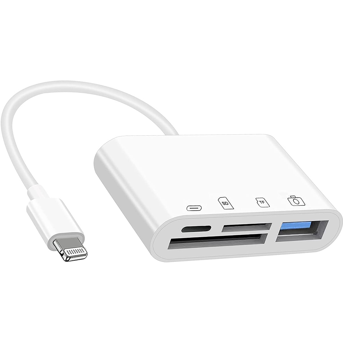 Camera Memory SD Card Reader, 4 in 1 Lightning Male to USB Female OTG