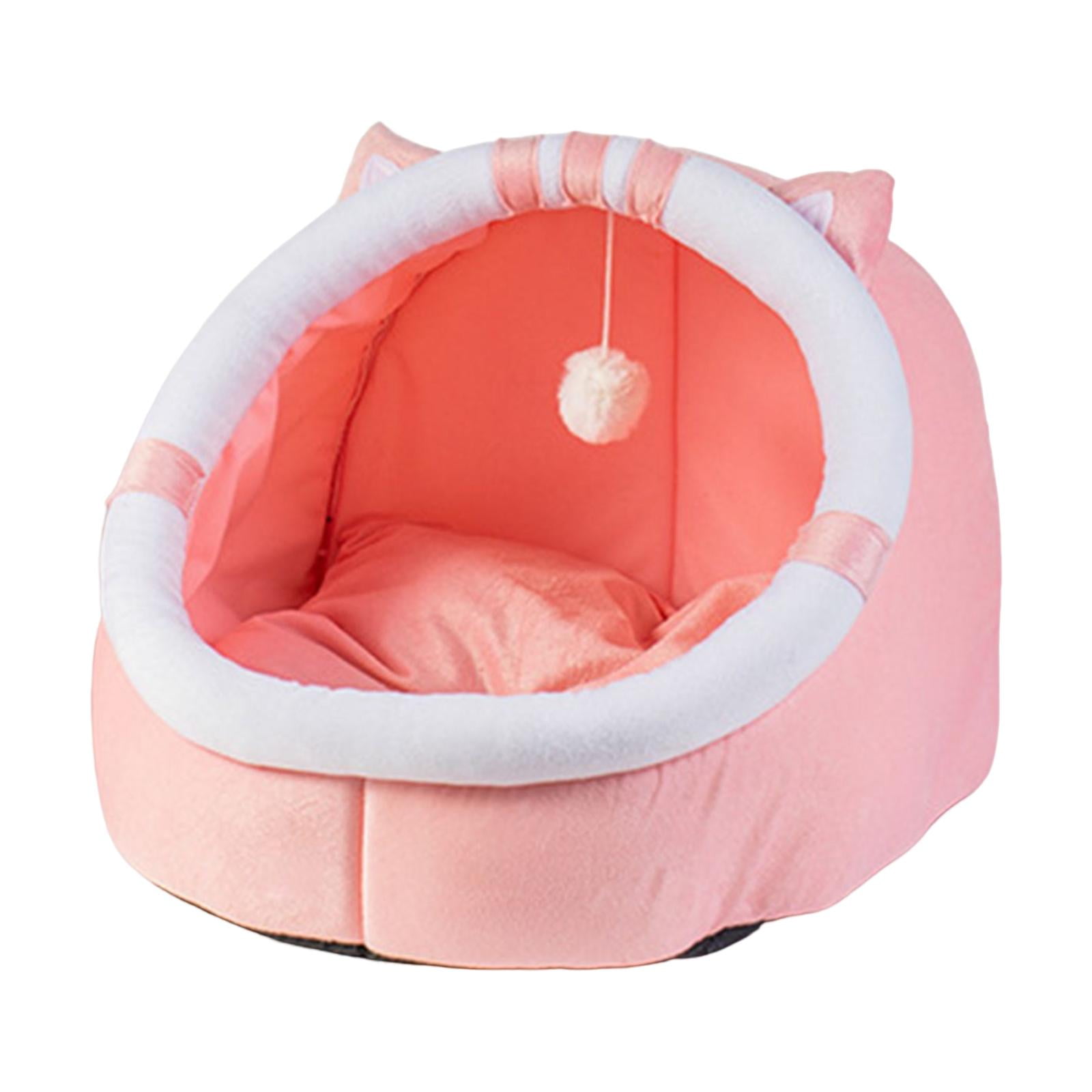 GROWTH TANK Cat Bed with Ball Toy Puppy Kennel Winter Warm Nest Sleeping Bed Small Dog House Pink Cat S