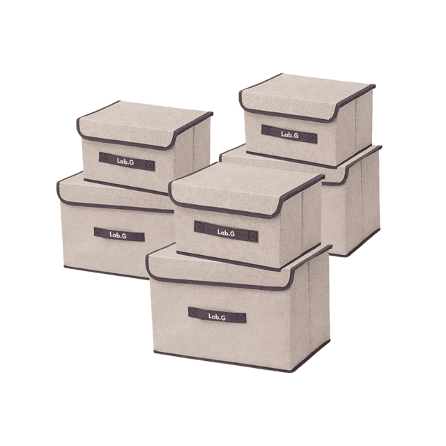 6 Unidades Cajas Organizadoras De Tela Plegables Con Tapas Lab.G Café
