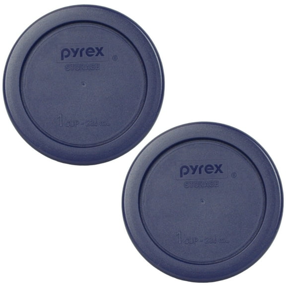 Pyrex 7202-PC Dark Blue Round Plastic Replacement Storage Lid Cover (2-Pack)