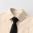 thumbnail image 5 of YUSIM Boys Dress Shirts With Tie- Slim Fit Button Down Long Sleeve Kids Formal Shirts Beige Size 6 T, 5 of 9
