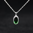 thumbnail image 4 of Uloveido Oval Green Cubic Zirconia Stone Jewelry Ring Necklace Pendant and Earrings Set, Women Platinum Plated Jewelry Set for Mom Wife Wedding Jewelry Gift(Green, Size 8) T482, 4 of 6