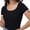 Black, variant on Women's Square Neck Color Block Slim Fit Summer Basic Tee