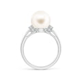 thumbnail image 2 of ANGARA Freshwater Cultured Pearl Collar Ring with Diamonds in 14K White Gold for Women | June Birthstone, Birthday, Anniversary, Jewelry Gift for Women | Pearl Ring, 2 of 12