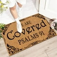 thumbnail image 4 of Welcome Pad Door Outdoor Entrance We Are Covered Psalms 91 Door Pad Non- Rubber Mat For Family Indoor Farmhouse Fun Kitchen Carpet Courtyard Full Brown, 4 of 7