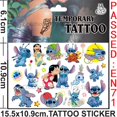 thumbnail image 4 of Pegatinas de tatuaje de Disney Stitch para niños, tatuajes falsos temporales, pasta en la cara, brazo, pierna, fiesta, juguete de regalo de cumpleaños, 4 of 4