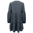 thumbnail image 7 of Besolor Casual Dresses for Women V Neck Button Long Sleeve Fall Spring Dresses Ruffle A Line Flowy Vacation Mini Dress, 7 of 7