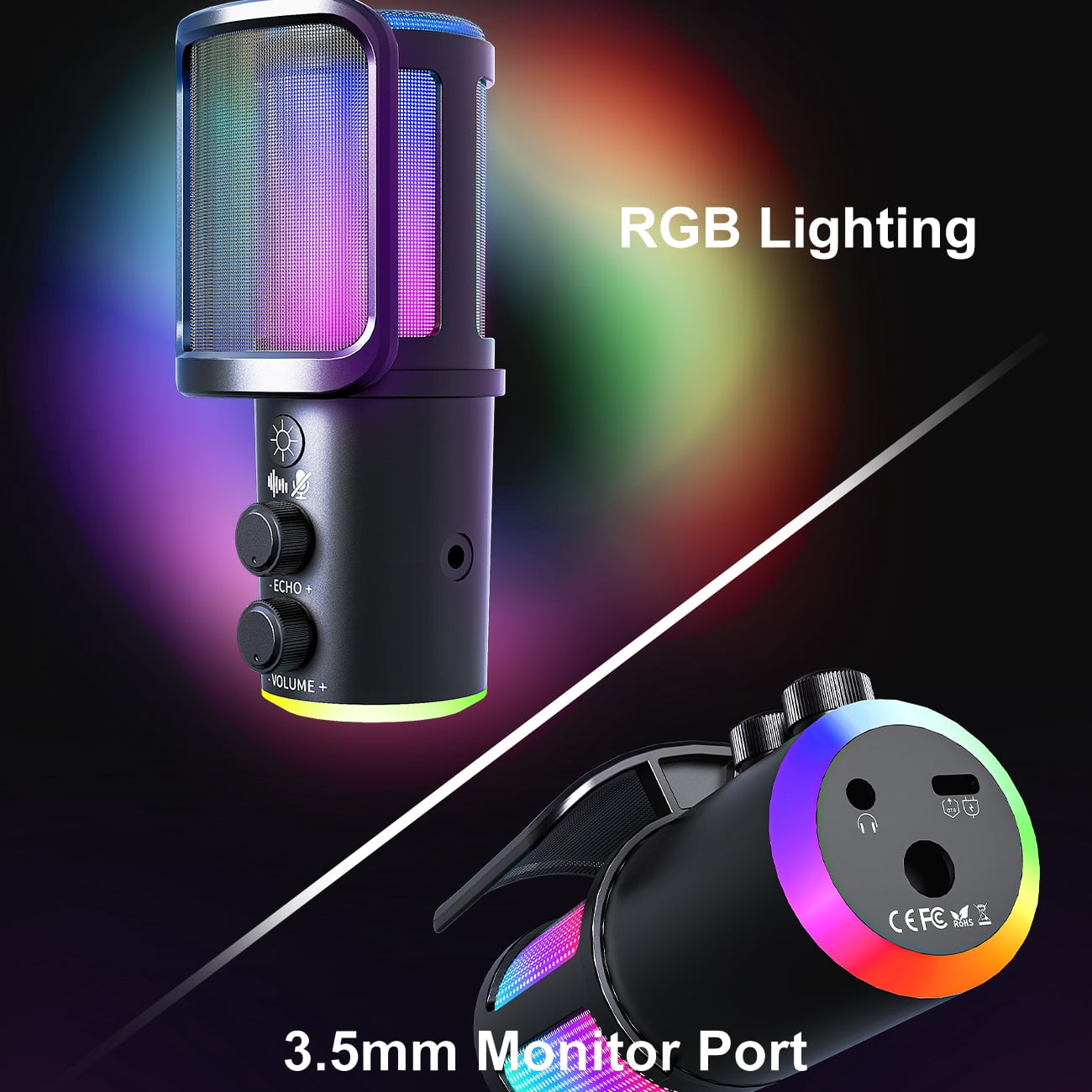ONIKUMA USB Gaming Microphone with Boom Arm, Noise-Cancelling Condenser Mic for Streaming, Podcast, PC, Mac, PS4/PS5