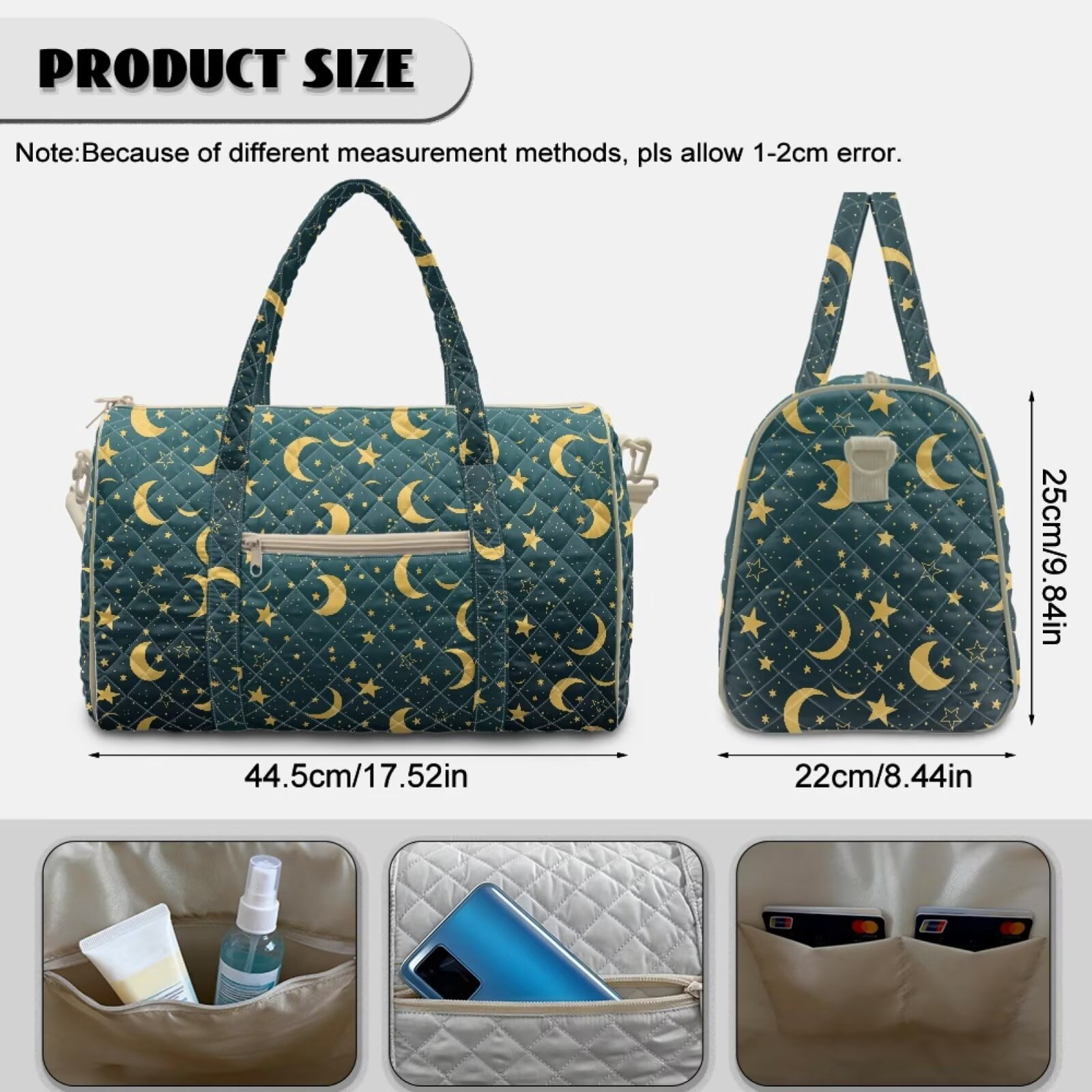 Chririnla Luggage Bag Travel Bags for Women Large Overnight Bag with Shoulder Strap & Handle Dual Design for Bussiness, Blue Moon & Star Print