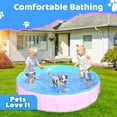 thumbnail image 3 of 2025 Updated Foldable Dog Pool, 47" x 12" Kiddie Pool with Hard Plastic, Non-Slip Dog Bath Tub for Outdoor Backyard, Collapsible Dog Swimming Pool for Kids Dogs Pets (Pink), 3 of 13