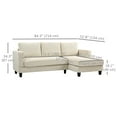 thumbnail image 3 of HOMCOM L Shape Sofa with Chaise Lounge Fabric 3 Seater Corner Sofa, Beige, 3 of 10
