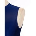 thumbnail image 6 of Alvivi Women Sleeveless Cutout Latin Dance Leotard Mesh Patchwork High Low Lyrical Dance Dress Navy Blue XL, 6 of 7