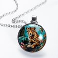 thumbnail image 2 of Leopard Elegant Glass Circular Pendant Women's Necklaces, 2 of 5