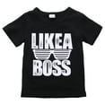 thumbnail image 5 of Infant Baby Boys Summer Outfits Black Short Sleeve Like A Boss Letter T-Shirt Tops+Plaid Long Pants Clothes Sets (Black White, 2-3 Years), 5 of 7
