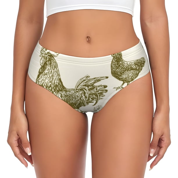 Fotbe Chickens Calzones Estampados para Mujer – Ropa Interior de Algodón, Cómoda, Suave y Elástica-Medium