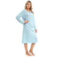 thumbnail image 4 of EFINNY Women's Nightgown Long Sleeve Sleepwear Polka-Dotted Nightdress Soft Pjs Lounger,S-XXL, 4 of 6