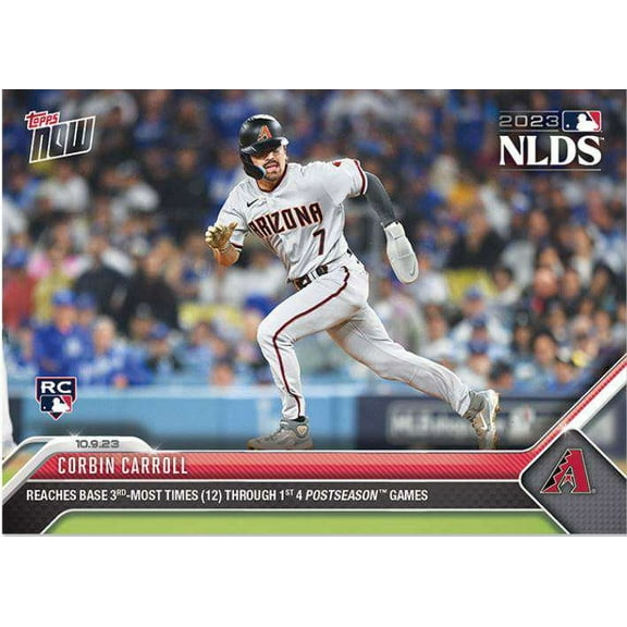 MLB 2023 Topps Now Baseball  Corbin Carroll #981 (Rookie, Reaches Base 3rd Most Times (12) Through 1st 4 Postseason Games)