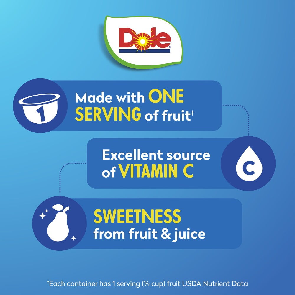 Dole Fruit Bowls Diced Pears In 100% Fruit Juice Cups 4 ct / 4 oz - 3 Pack