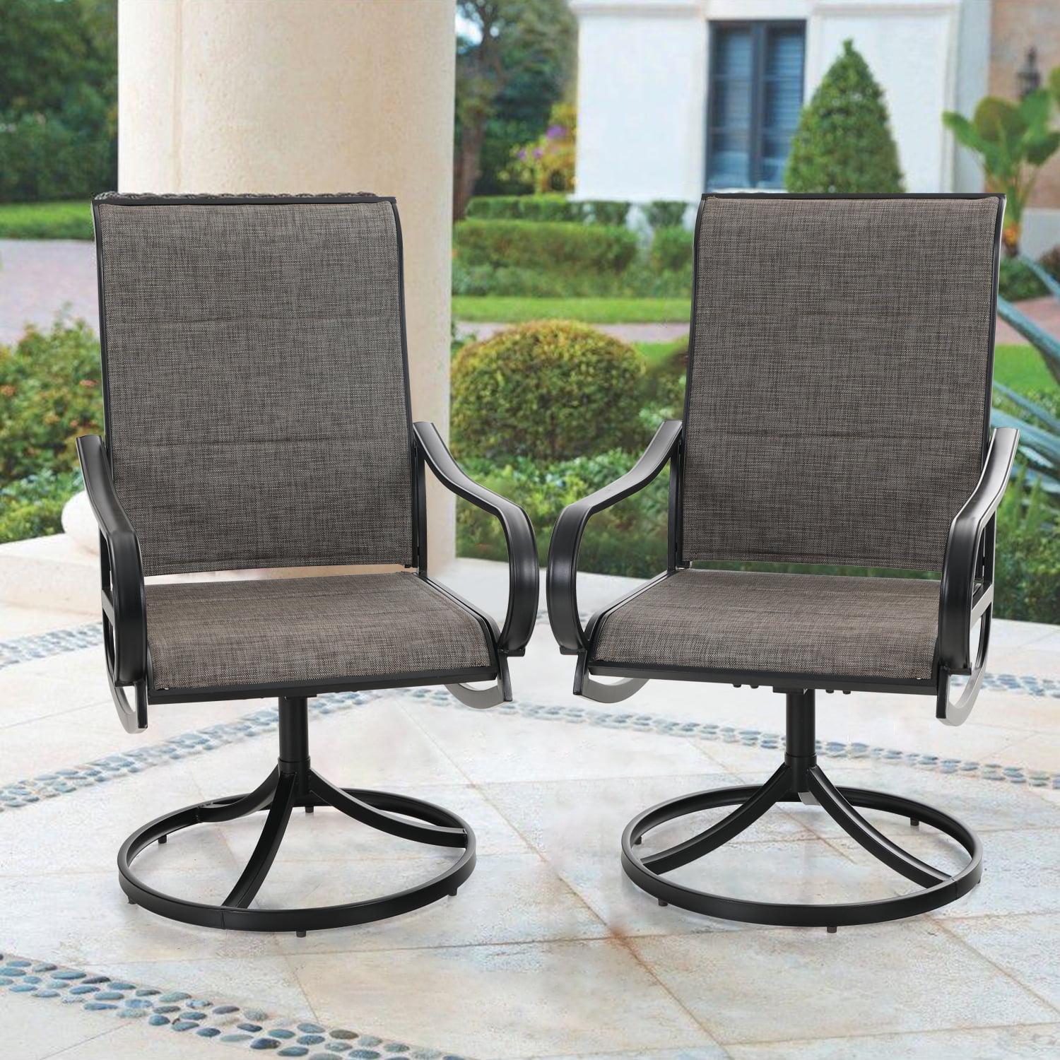 MF Studio Outdoor Dining Chairs Patio Padded Chairs 360°Swivel Design ...