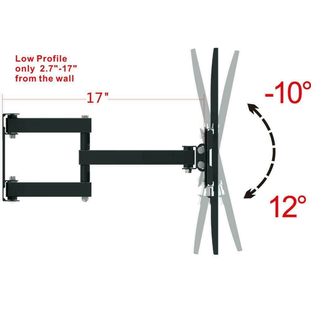 Full Motion TV Wall Mount Tilt Swivel For 32 36 37 40 42 47 50 55 60 65 70" VESA