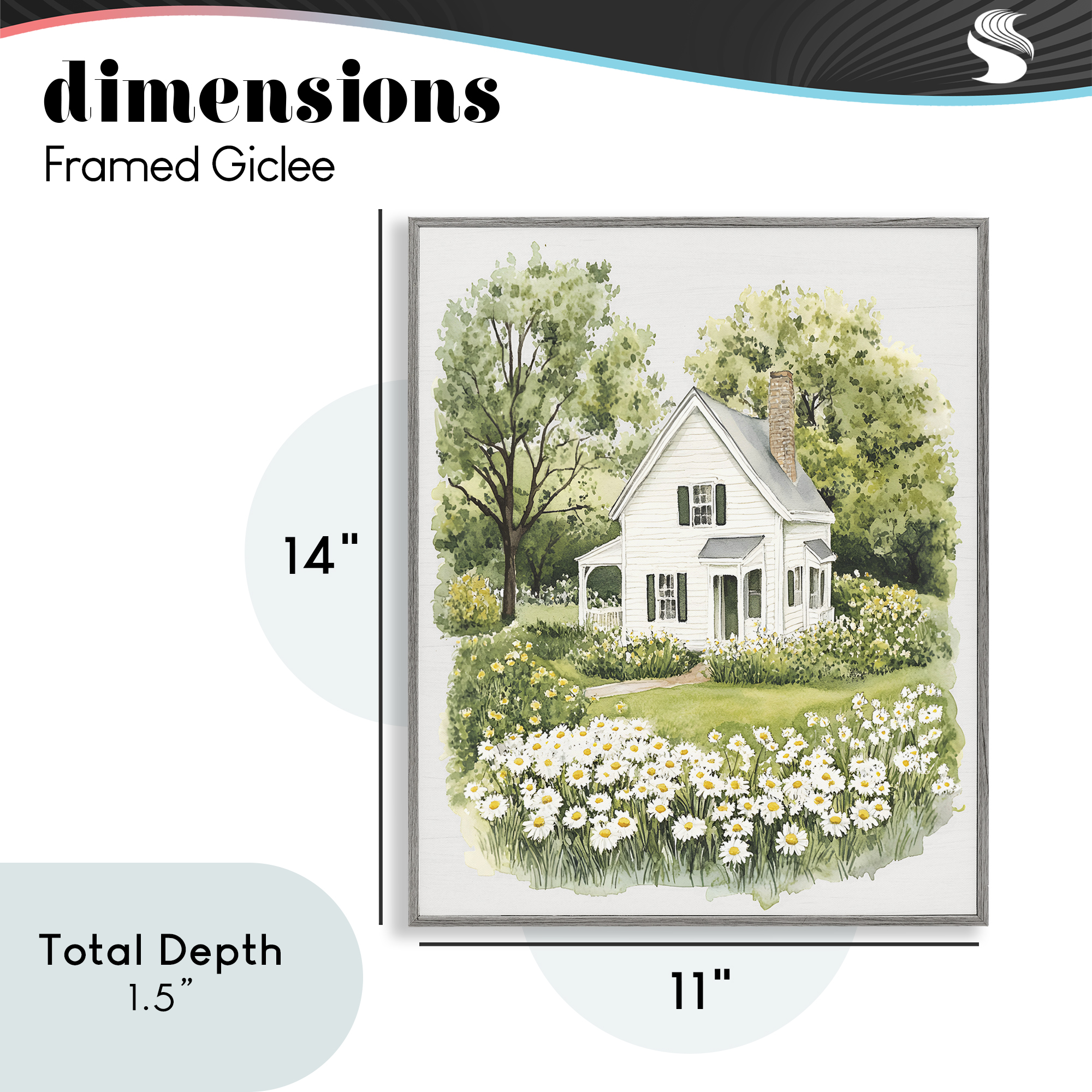Quaint Countryside Cottage Garden Gray Framed Giclee Art, design by Lettered and Lined