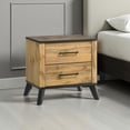 thumbnail image 6 of Wemy Nightstand with 2 Drawers- Metal Legs- Weathered Brown Pine Wood, 6 of 6
